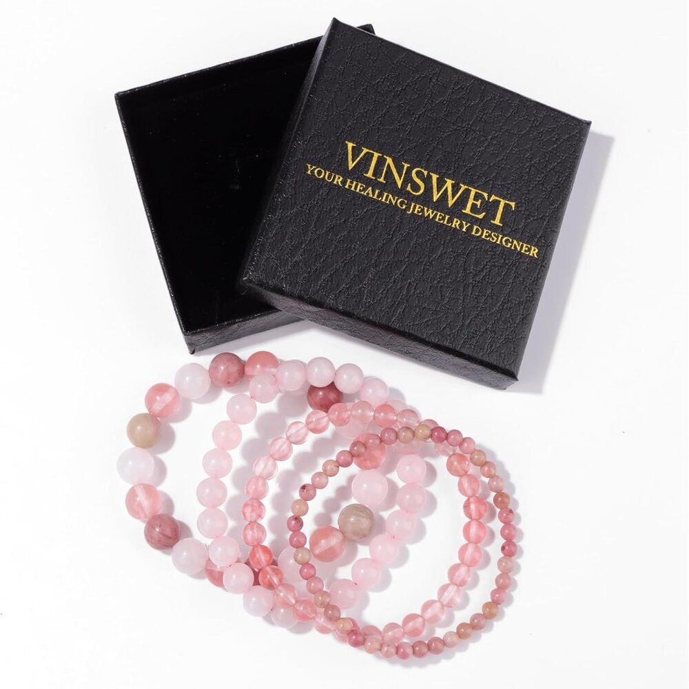 4pcs Beaded Bracelets for Women,Natural Healing Crystal Gemstones Bracelet,Anxie - Picture 8 of 8